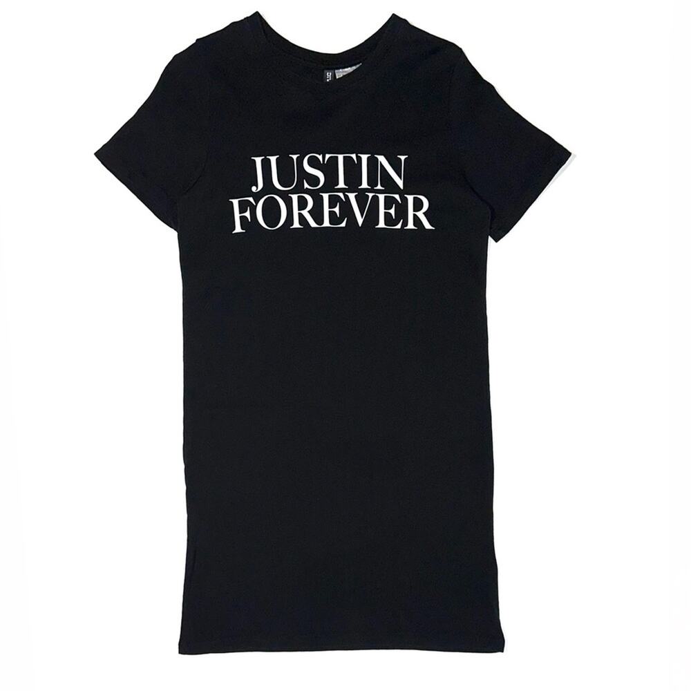 H&M Divided ‘Justin Forever’ Bieber World Tour Black T-Shirt Dress Size 4